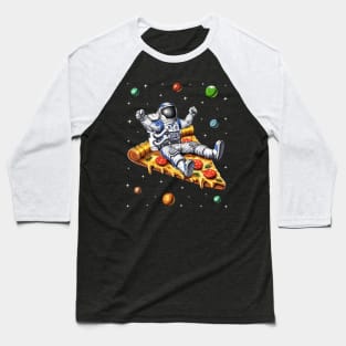 Astronaut Riding Pizza Slice Baseball T-Shirt